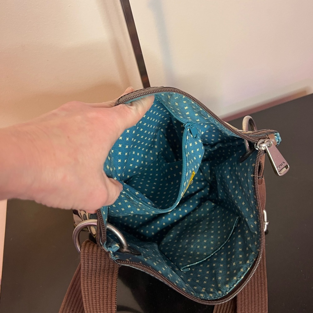 Fossil Key-Per Brown Floral Coated Canvas Crossbody Bag - Picture 11 of 11